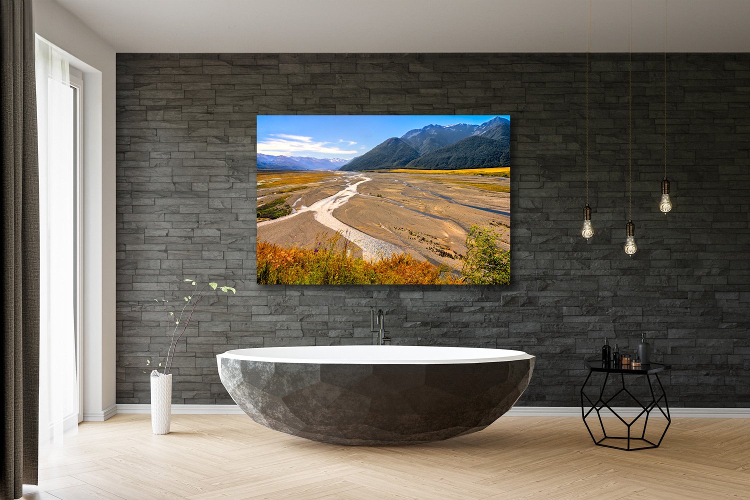 HORIZON Collection - Planet Untouched — TomsWorldCollection fine art print styled in a bath room