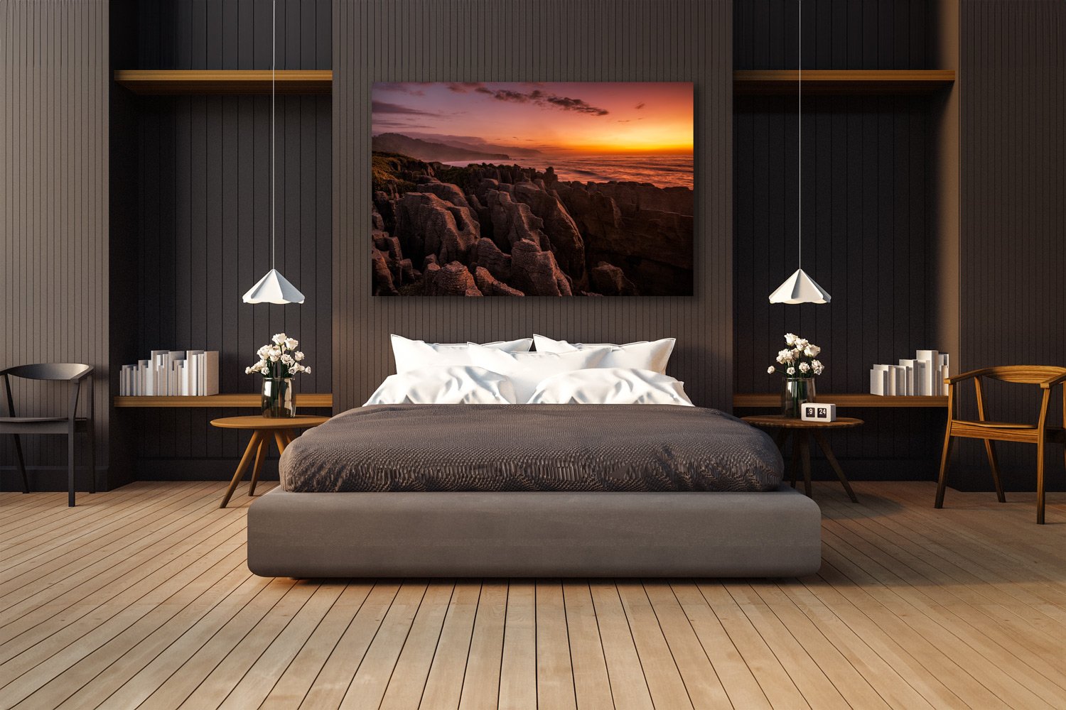 HORIZON Collection - Cycle of Eternity — TomsWorldCollection fine art print styled in a bed room