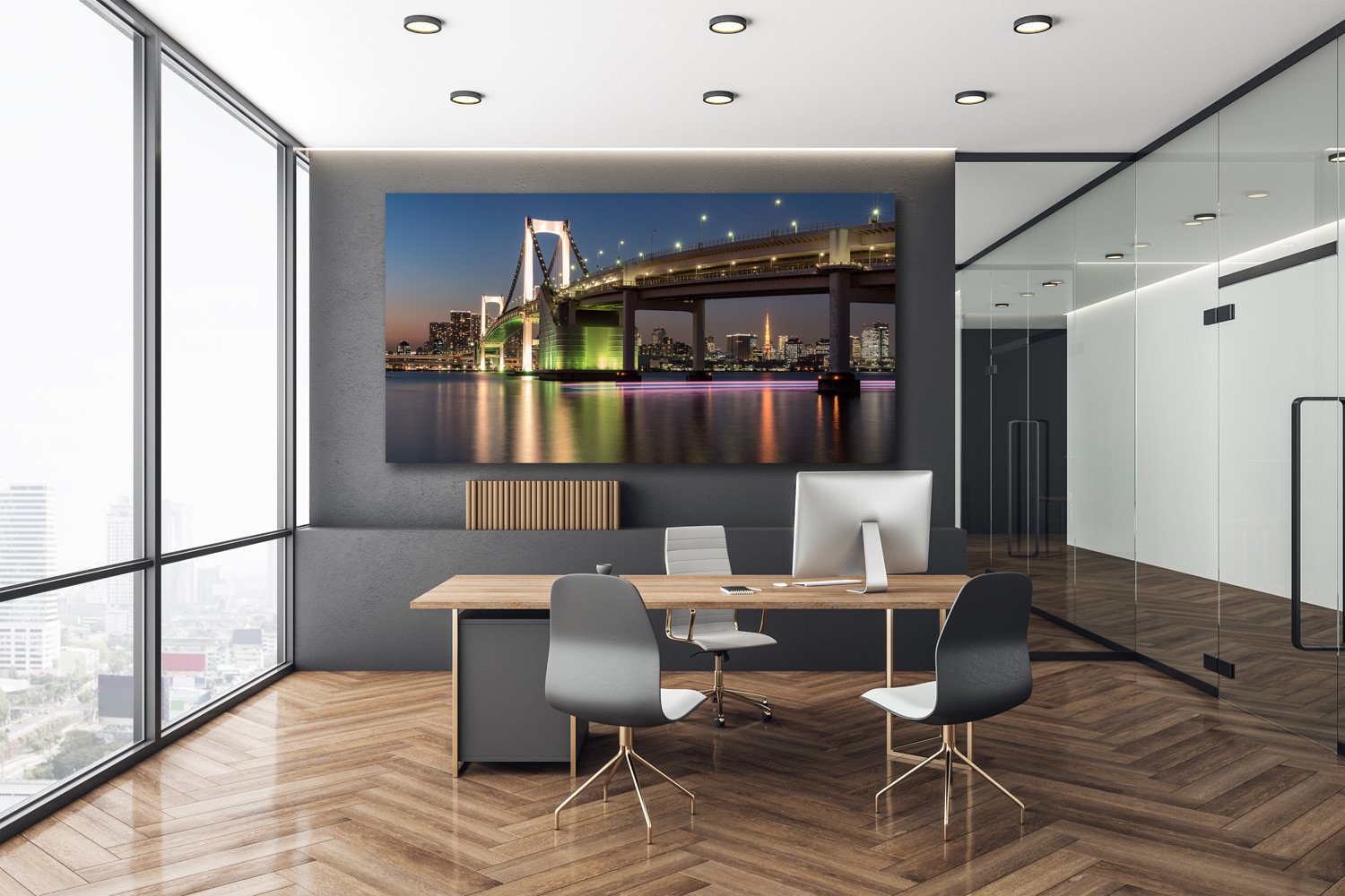 Metropolitan Collection - Rainbow Bridge — TomsWorldCollection fine art print styled in a office